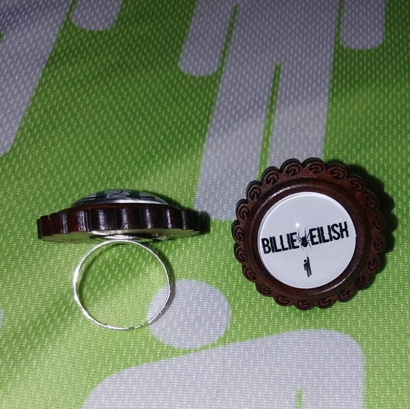 Trendy Handmade Billie Eilish Spider Logo Adjustable Ring - Picture 4 of 6